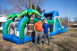 Colorful inflatable bounce house setup for kids birthday party event in Murfreesboro Tennessee